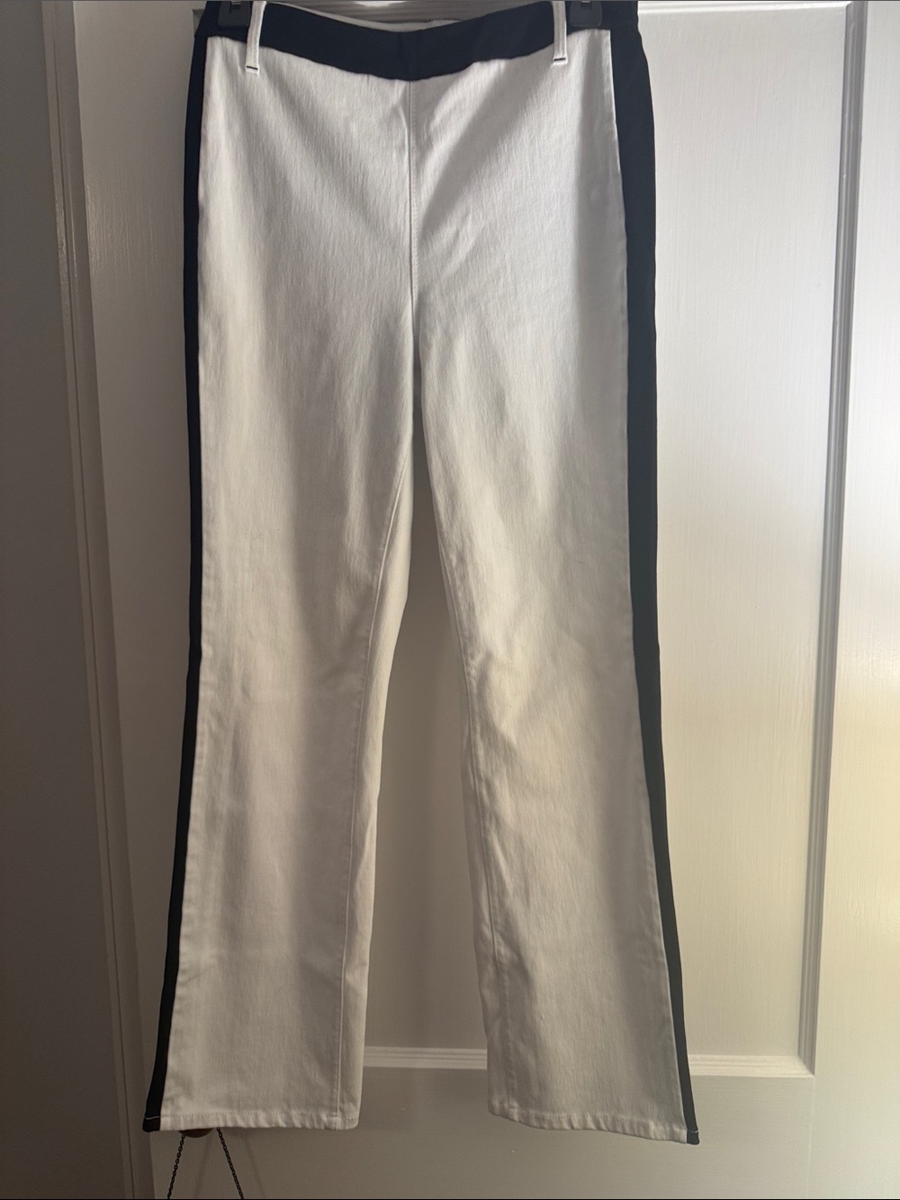 Lysse White Knit Pants with Black Side Stripe
